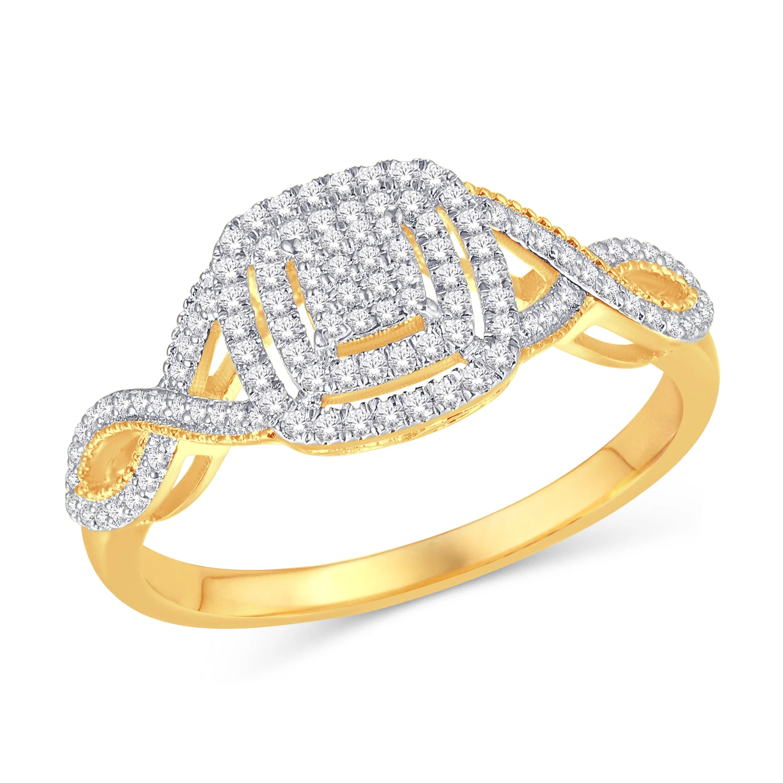 10 Karat Yellow Gold 0.23 Carat Diamond Cushion Ladies Ring