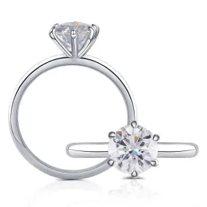 10k White Gold Solitaire Moissanite Ring 1.5ct