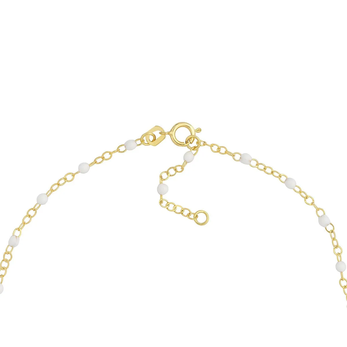 10KT Gold & White Enameled Beaded Anklet