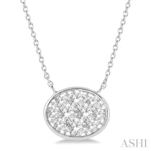 1/2 Ctw Oval Shape Lovebright Diamond Necklace in 14K White Gold