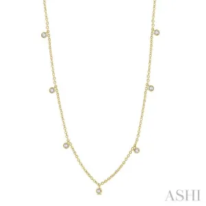 1/4 Ctw Mini Mount Round Cut Diamond Station Necklace in 14K Yellow Gold