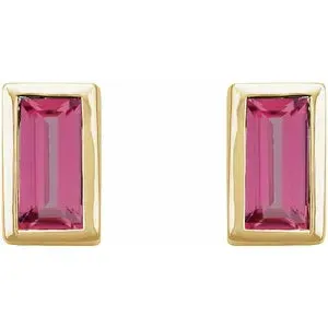 14K Gold 0.28 CTW Natural Pink Tourmaline Bezel-Set Earrings