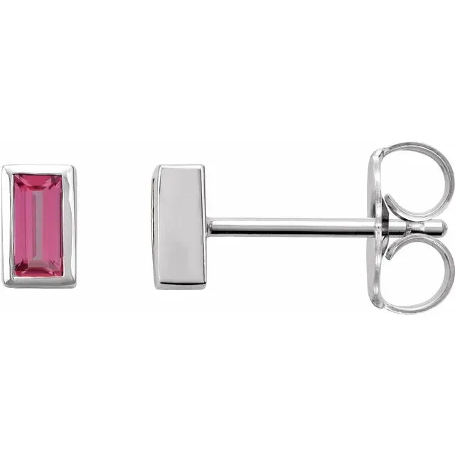 14K Gold 0.28 CTW Natural Pink Tourmaline Bezel-Set Earrings