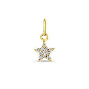 14k Gold Tiny CZ Encrusted Star Clear Kids / Children's / Girls for Charm Bracelet