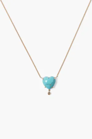 14k Heart Necklace Turquoise