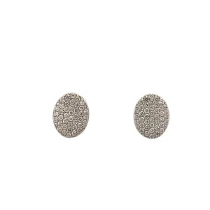 14K White Gold 0.42ctw Diamond Cluster Oval Stud Earrings