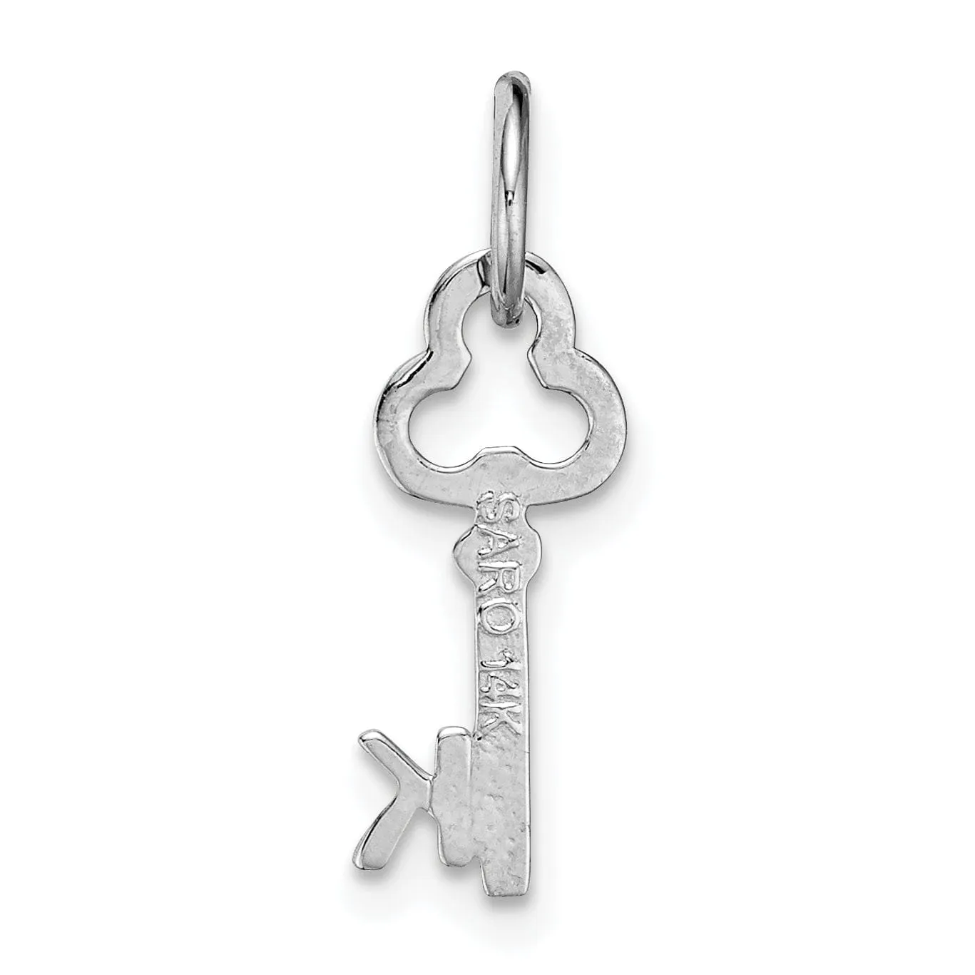 14K White Gold Fancy Key Shape Design Letter K Initial Charm Pendant