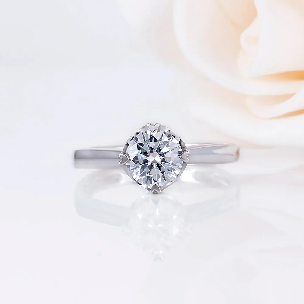 14k White Gold Solitaire Moissanite Ring 1ct