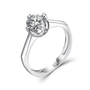 14k White Gold Solitaire Moissanite Ring 1ct