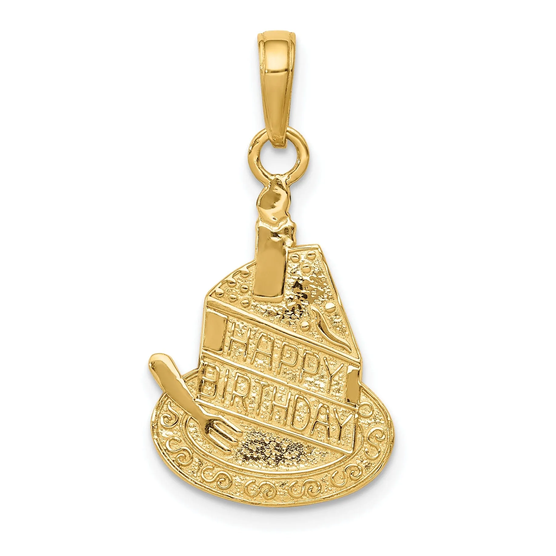 14k Yellow Gold Cake Candle Birthday Pendant