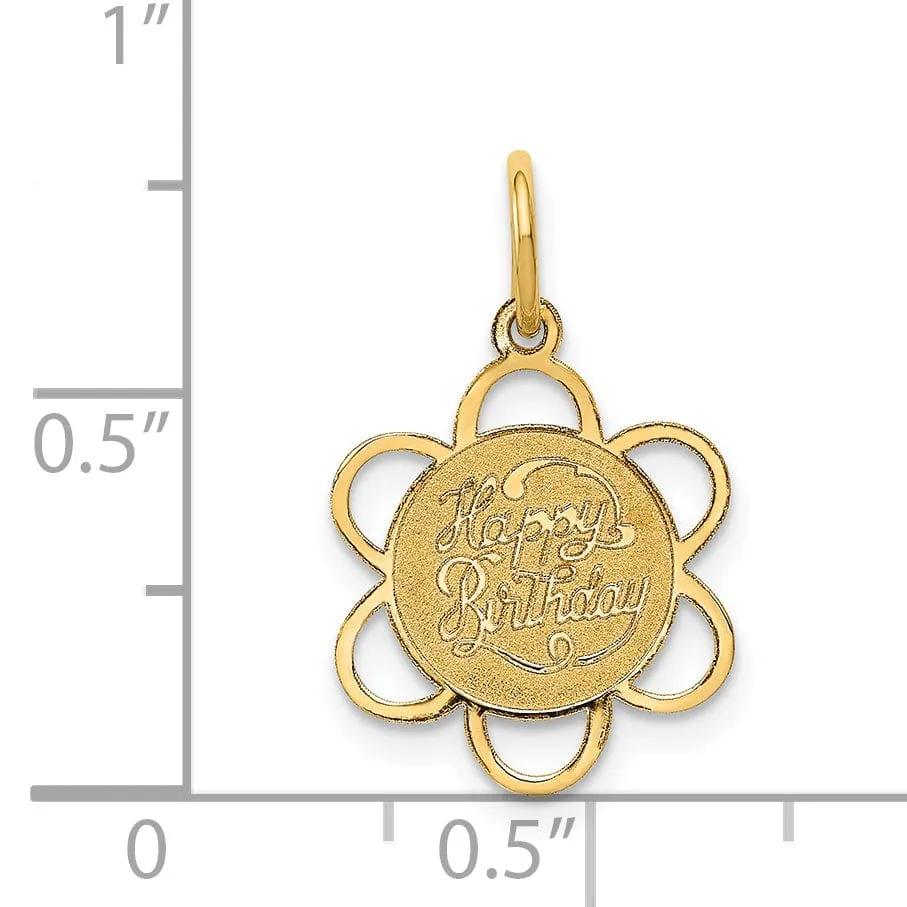 14k Yellow Gold Happy Birthday Charm Pendant