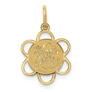 14k Yellow Gold Happy Birthday Charm Pendant