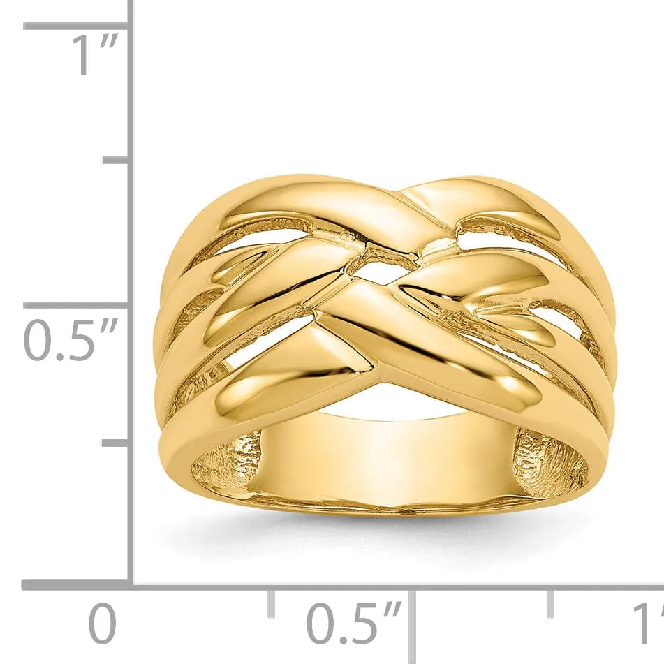 14k Yellow Gold High Woven Dome Fancy Ring