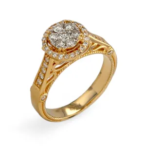 14K Yellow gold natural diamonds princess halo ring-CL2171Y