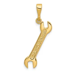 14k Yellow Gold Polish Finish 3D Wrench Pendant