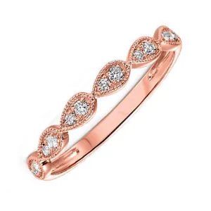 14KT Pink Gold & Diamond Classic Book Stackable Fashion Ring   - 1/6 ctw