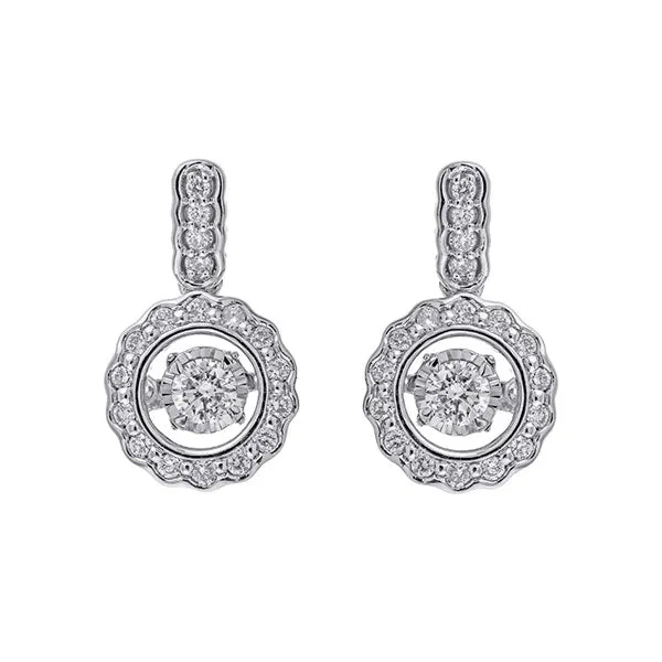 14KT White Gold & Diamond Classic Book New Rhythm Of Love Fashion Earrings  - 1/3 ctw