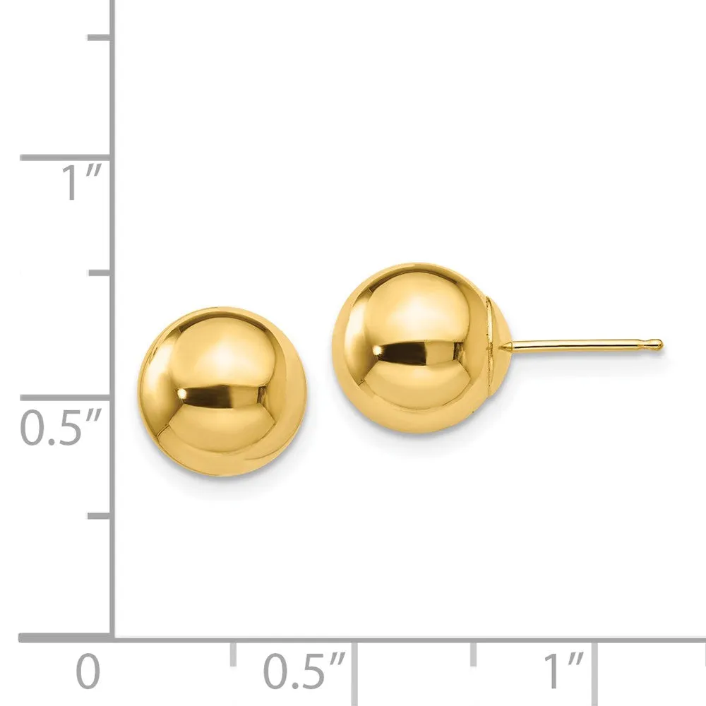 14KT Yellow Gold 9MM Ball Stud Earrings