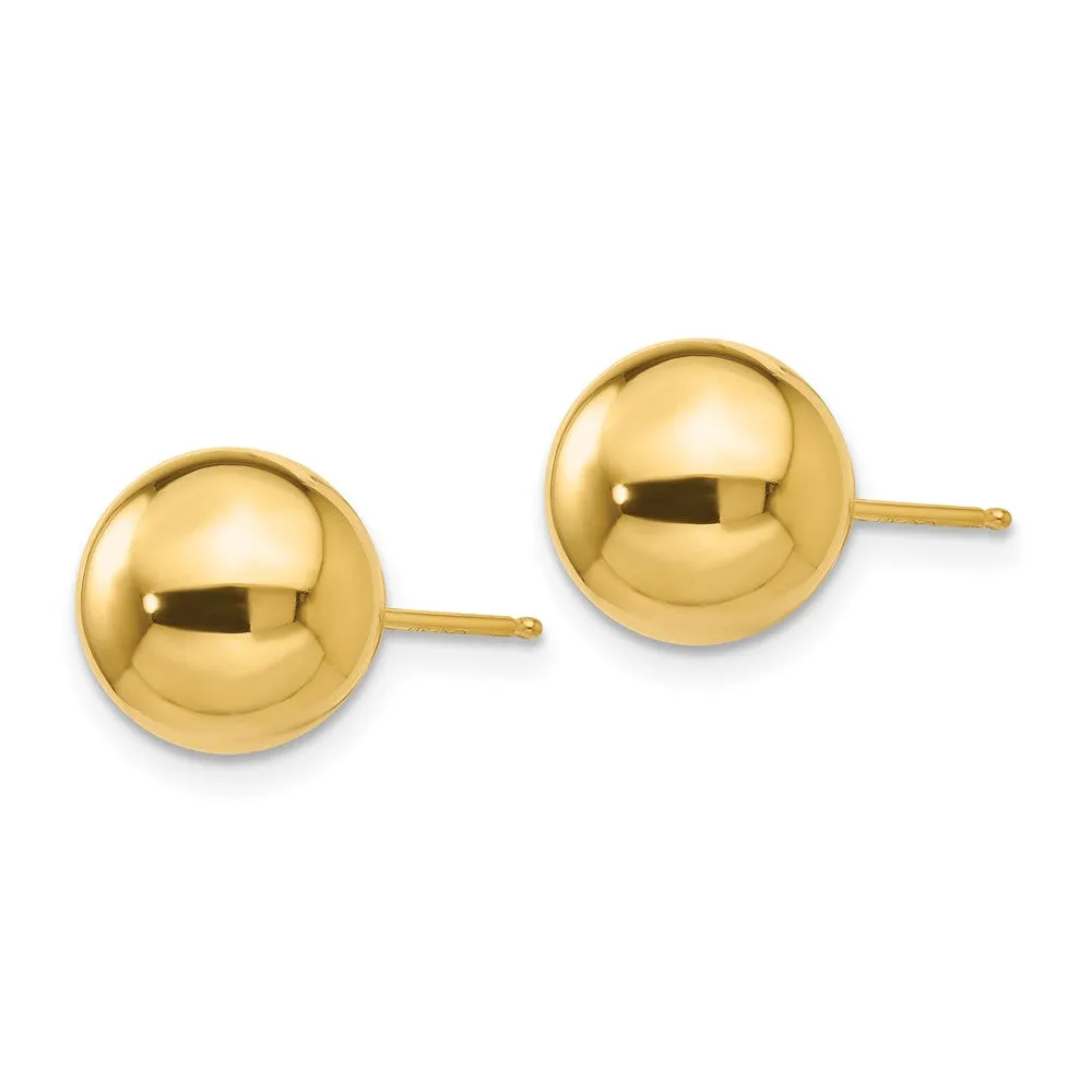 14KT Yellow Gold 9MM Ball Stud Earrings