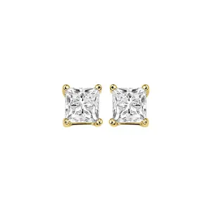 14KT Yellow Gold & Diamond Pricess Cut Stud Earrings  - 5/8 ctw