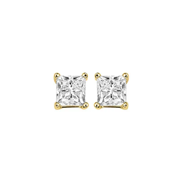 14KT Yellow Gold & Diamond Pricess Cut Stud Earrings  - 5/8 ctw