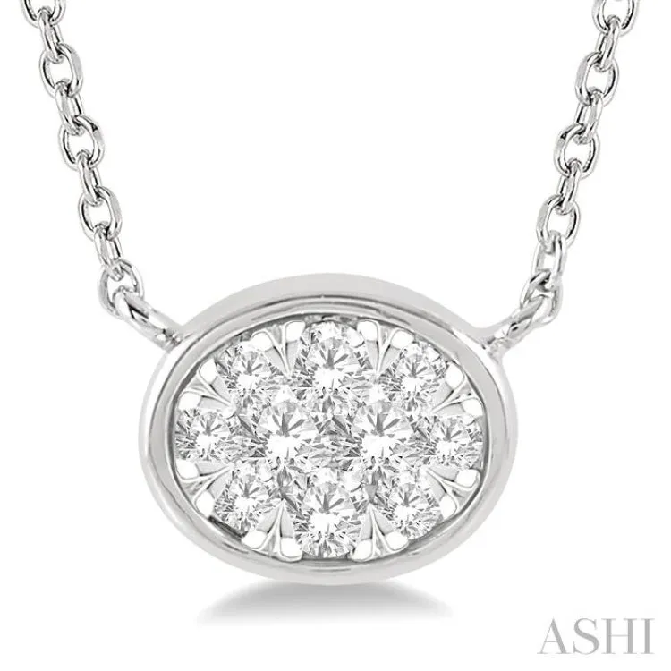 1/6 Ctw Oval Shape Lovebright Diamond Necklace in 14K White Gold