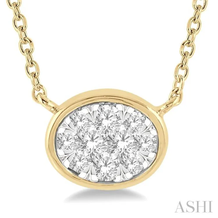 1/6 Ctw Oval Shape Lovebright Diamond Necklace in 14K Yellow and White Gold