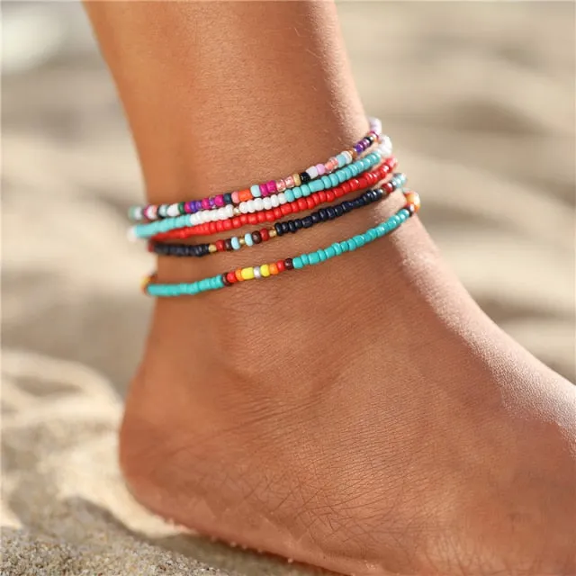 17KM Bohemian Colorful Eye Beads Anklets