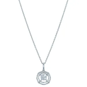 18ct White Gold Diamond Double Halo Pendant