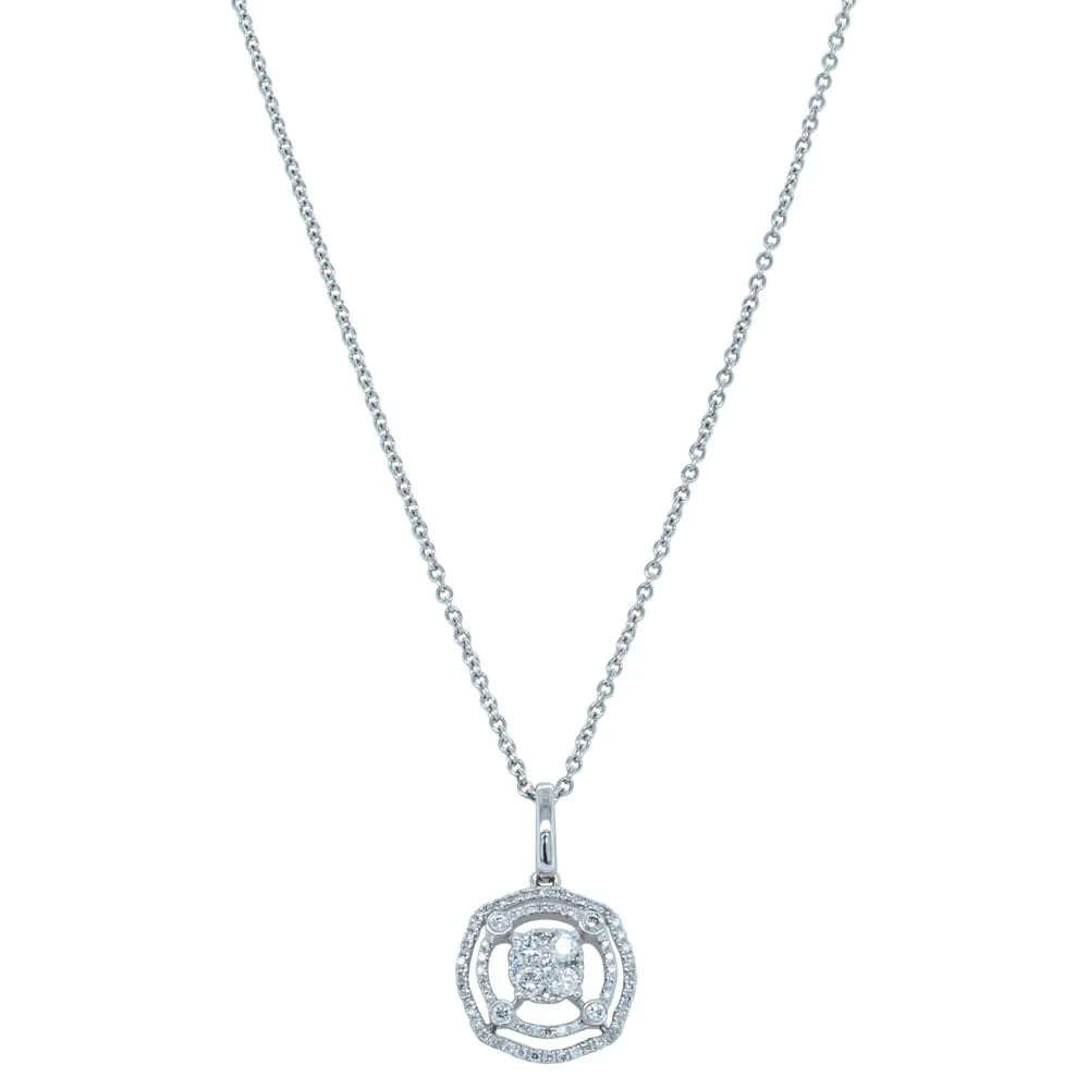 18ct White Gold Diamond Double Halo Pendant