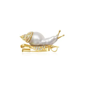 18k Solid Gold Diamond South Sea Baroque Pearl Brooch DR00031