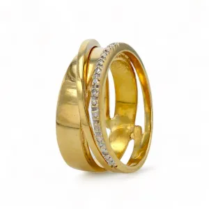 18k solid yellow gold bypass diamond ring-6789