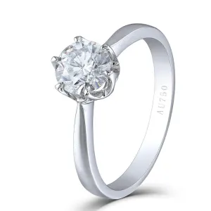 18k White Gold Solitaire Moissanite Ring 1ct