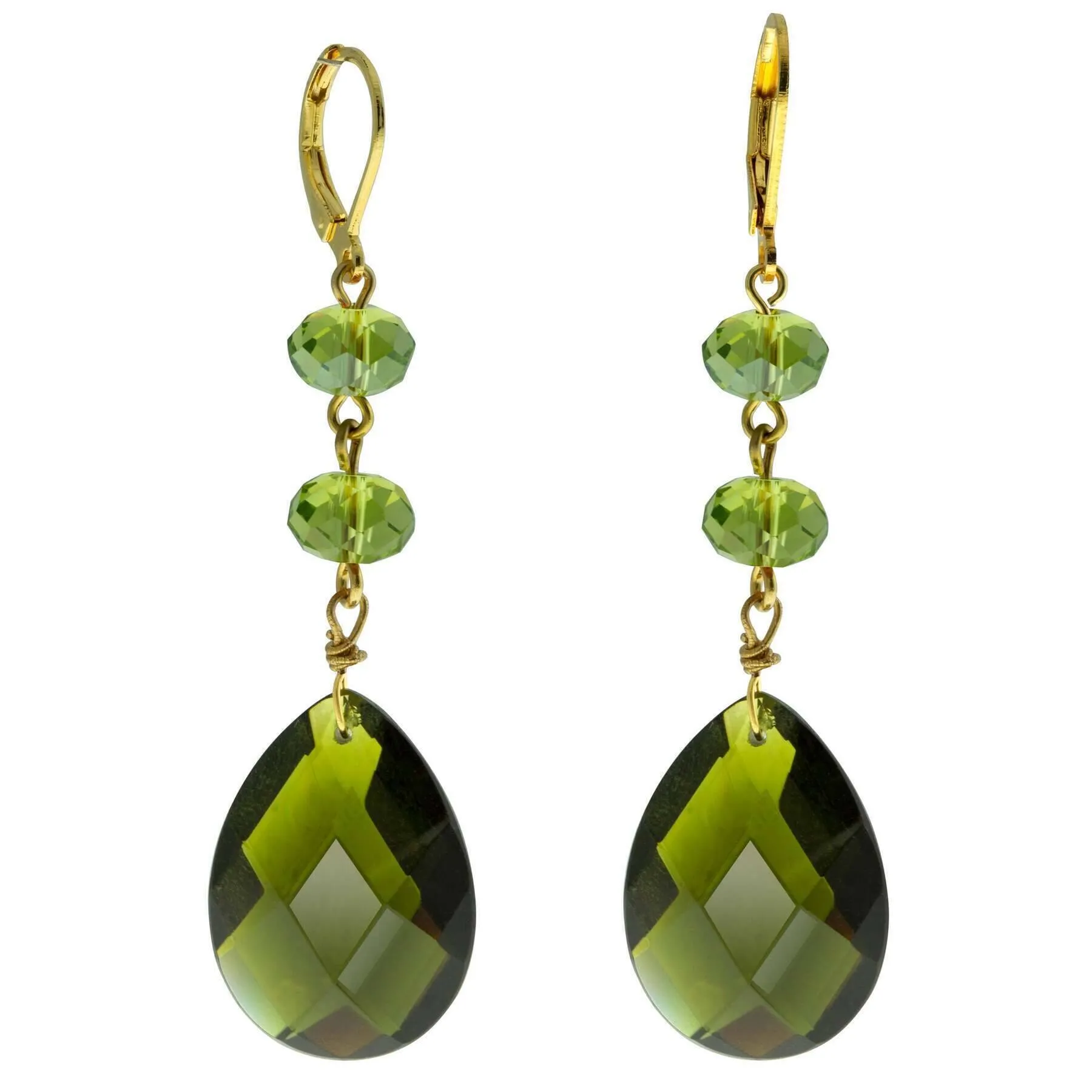 1928 Jewelry Briolette Faceted Teardrop Crystal And Bead Drop Earrings