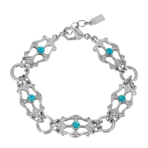 1928 Jewelry Deco Flare Aqua Blue Crystal Link Bracelet