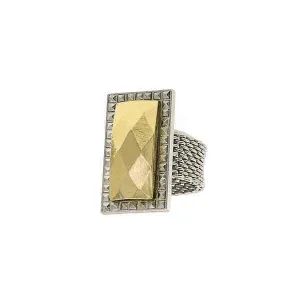 1928 Jewelry Fusion Lux Rectangular Stone Mesh Ring Size 7