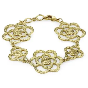 1928 Jewelry Gold Hammered Flower Bracelet