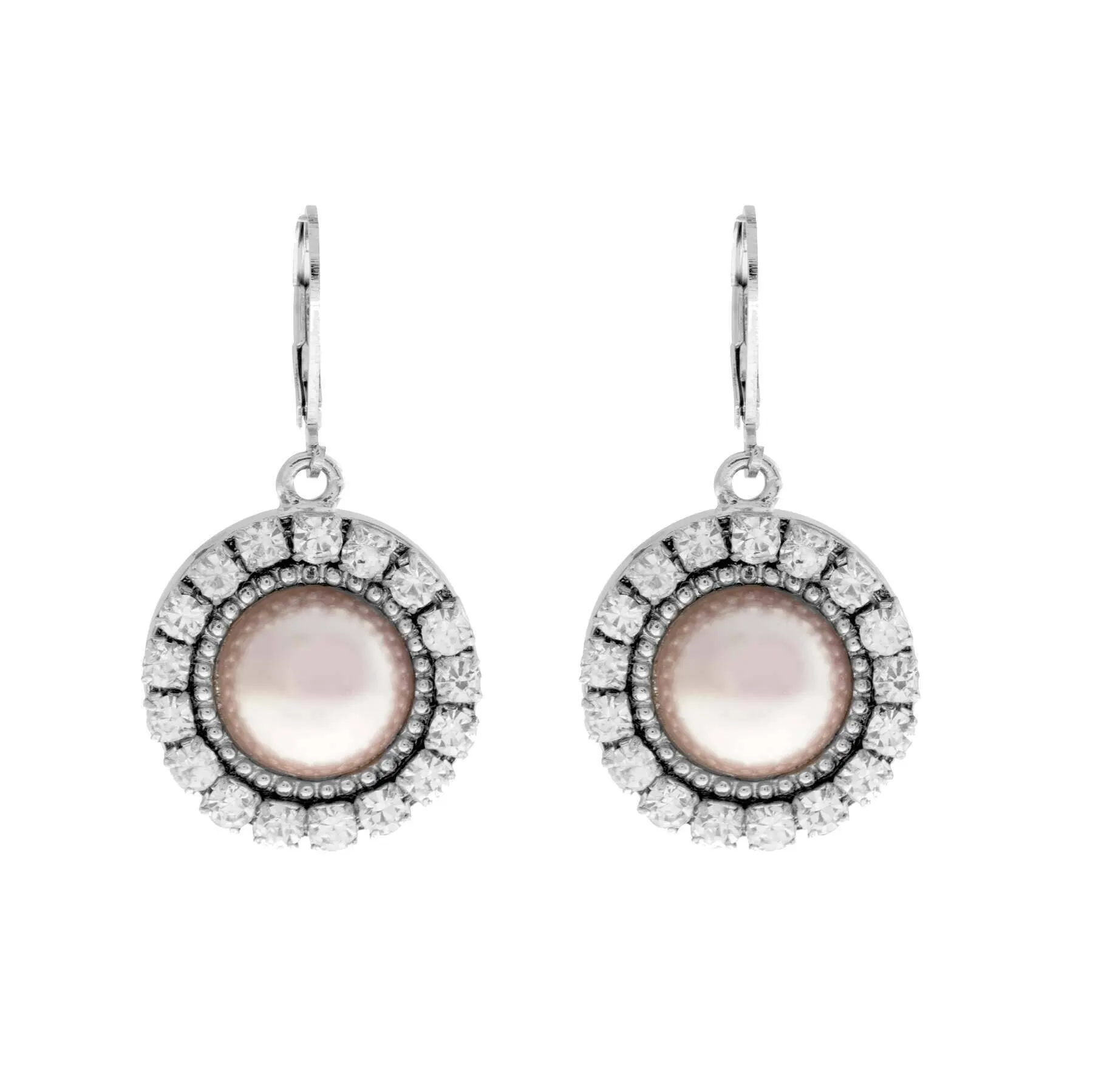 1928 Jewelry Round Crystal Faux Pearl Drop Earrings