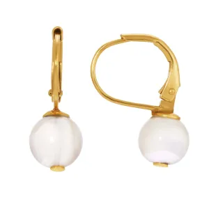 1928 Jewelry Sleek White Round Mother Of Pearl Drop Bead Earrings