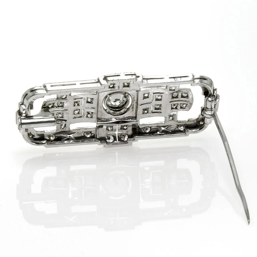 1930s Art Deco Platinum & Diamond Brooch