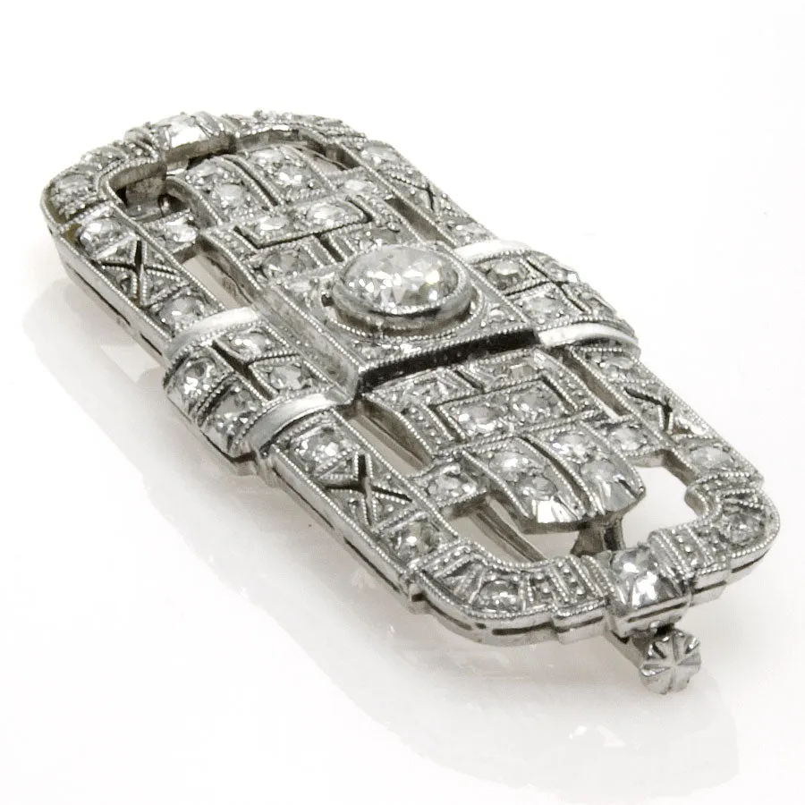 1930s Art Deco Platinum & Diamond Brooch