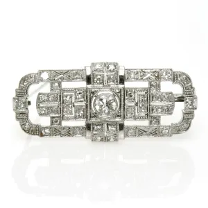 1930s Art Deco Platinum & Diamond Brooch