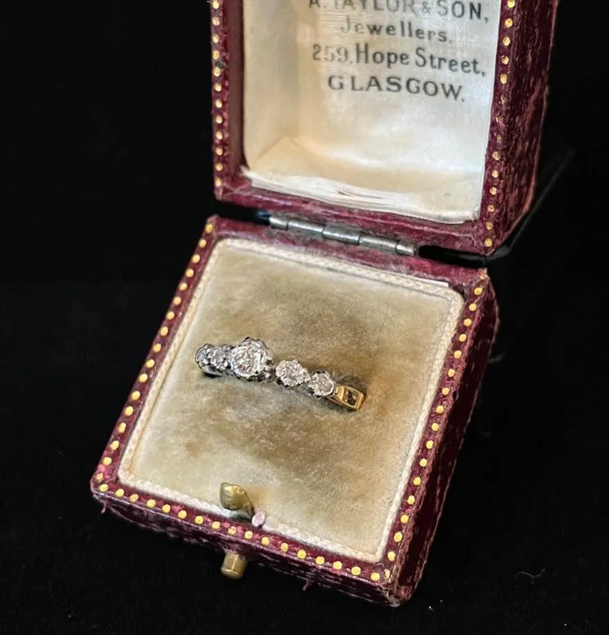 1930s Five Stone Old Cut Diamond Ring