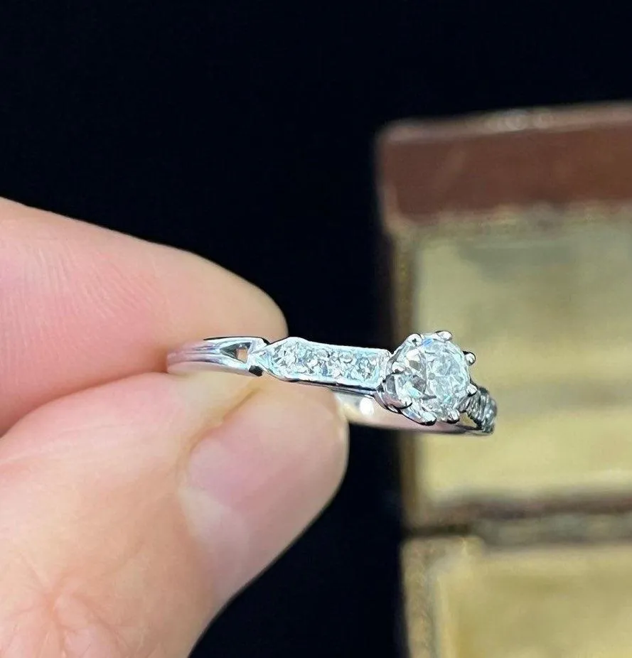 1930s Handmade Old European Cut Diamond Ring