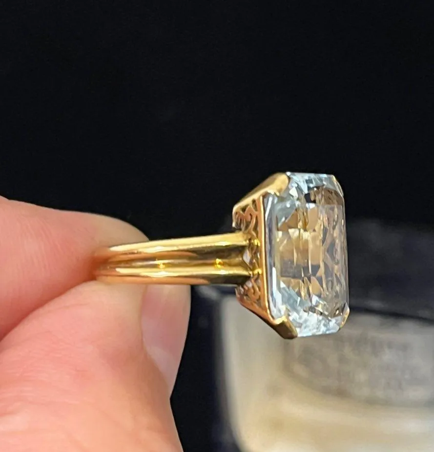 1940s Rectangular Cut 9.00ct Aquamarine Ring