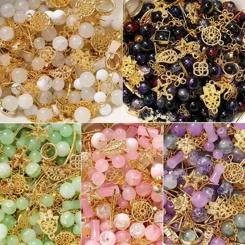 30-50G/Lot Mixed Glass Beads Metal Pendants Spacer Bead Jewelry