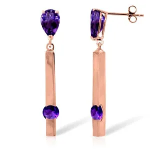 4.25 Carat 14K Solid Rose Gold Filigree Chandelier Earrings Amethyst