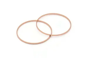 45mm Circle Connectors - 4 Rose Gold Plated Brass Circle Connectors (45x0.75x1.8mm) BS 1072 Q0621