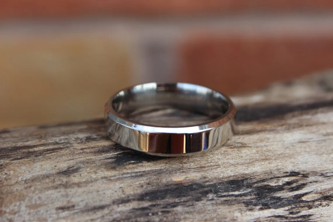 6mm Black Silver Stainless Steel Ring