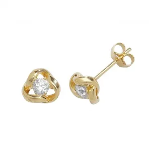 9ct Yellow Gold Zirconia Interlocking Studs ES355